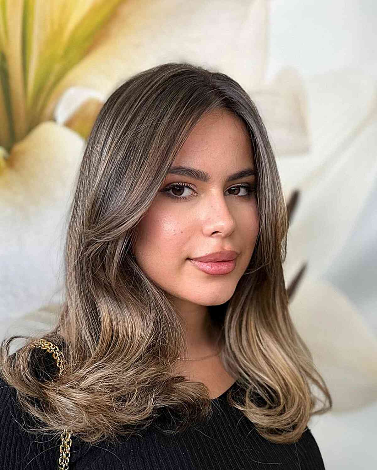 Medium-Length Rooted Blonde Balayage for Straight Hair