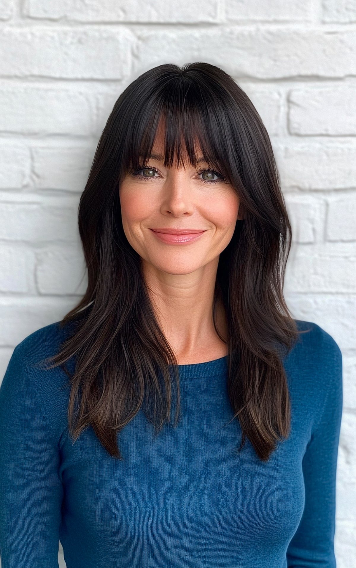 Medium length thick hair haircut with bangs for shoulder length styles