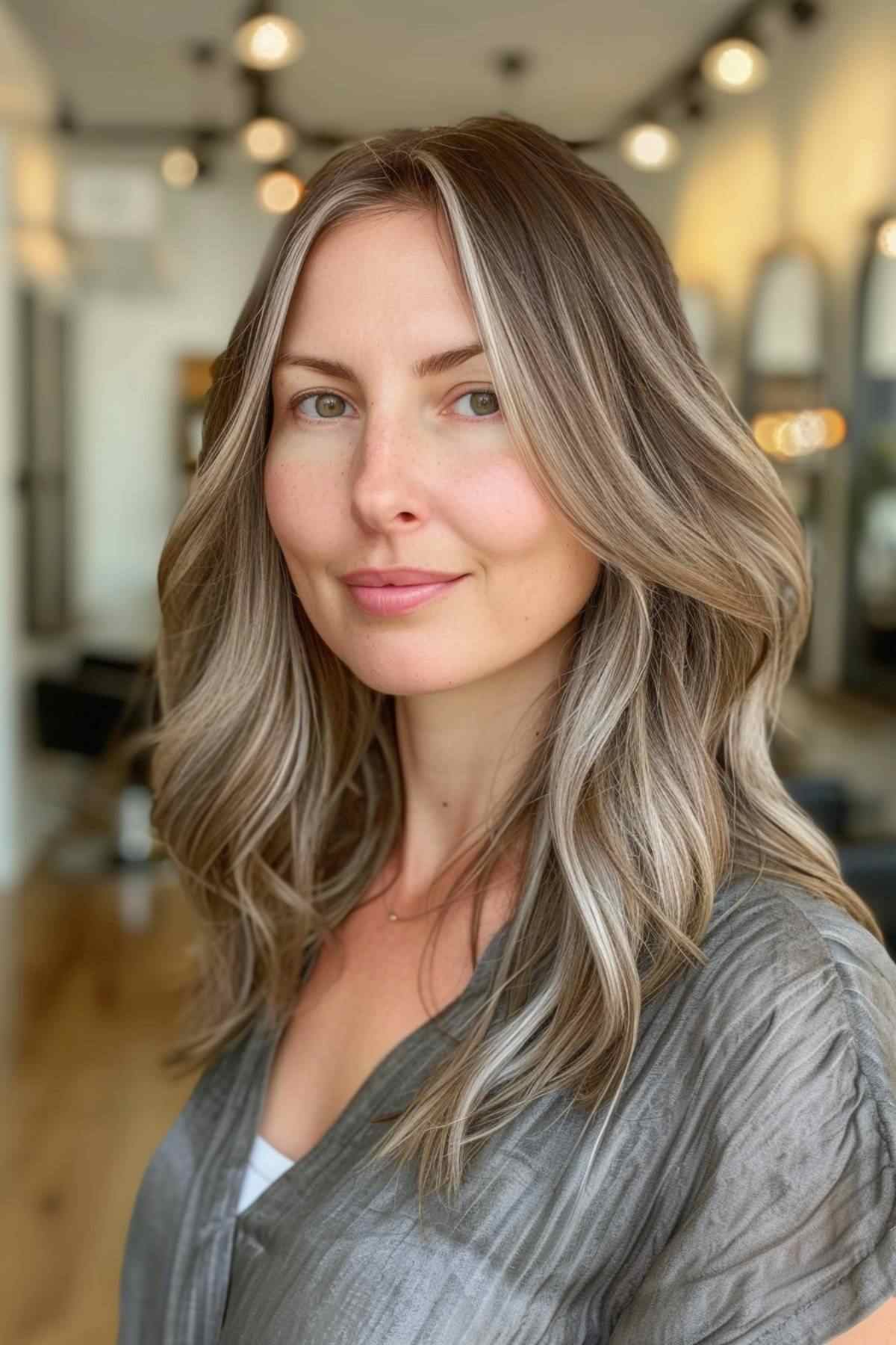 Medium-length wavy hairstyle for thin hair