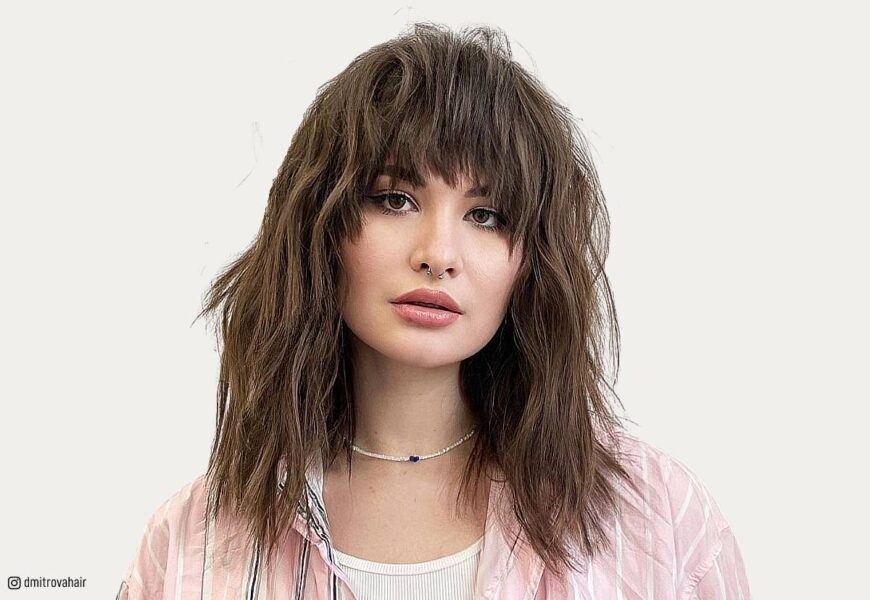 91 Chic Medium Shag Haircuts with Bangs for An On-Trend Style