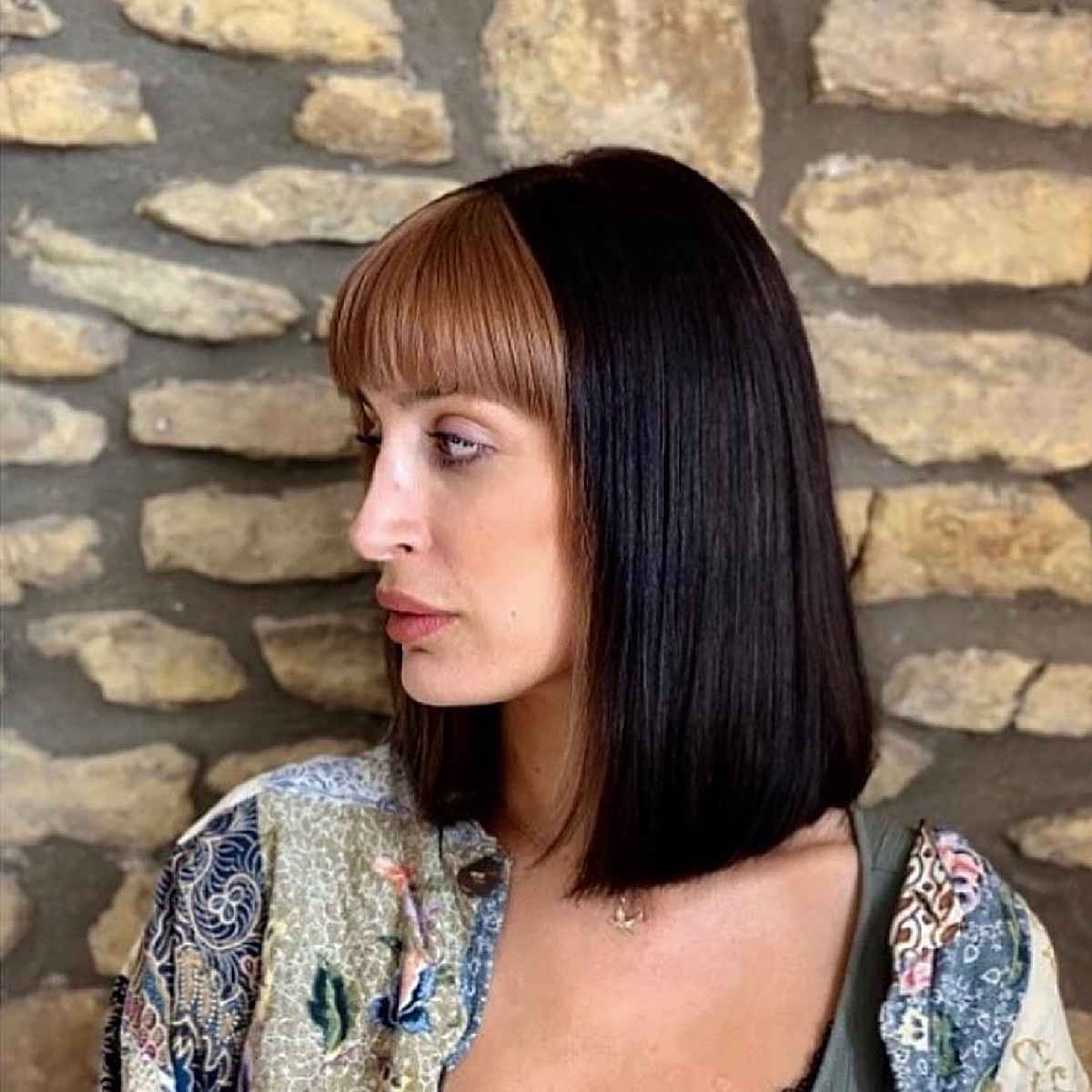 Medium to Long Blunt Cut with Bangs