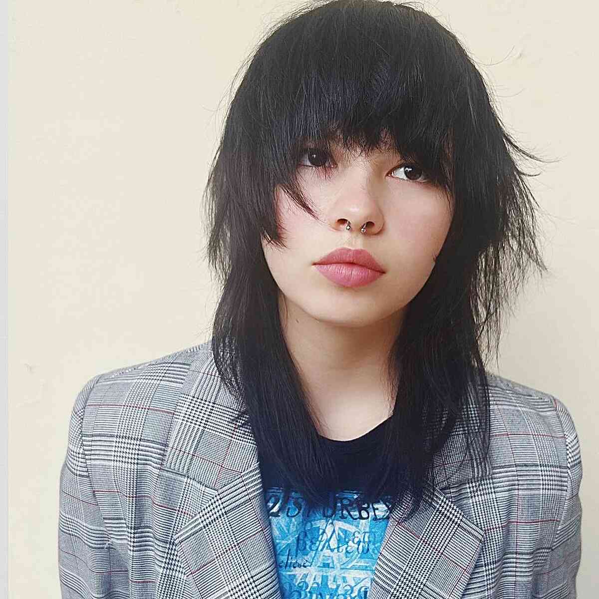 Medium Trendy Wolf Cut for Straight Hair with Bangs and layers