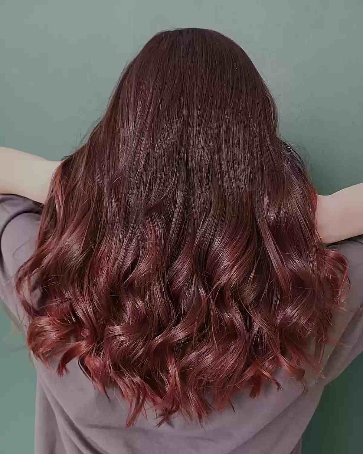 Medium Wavy Dark Red Hair for Girls