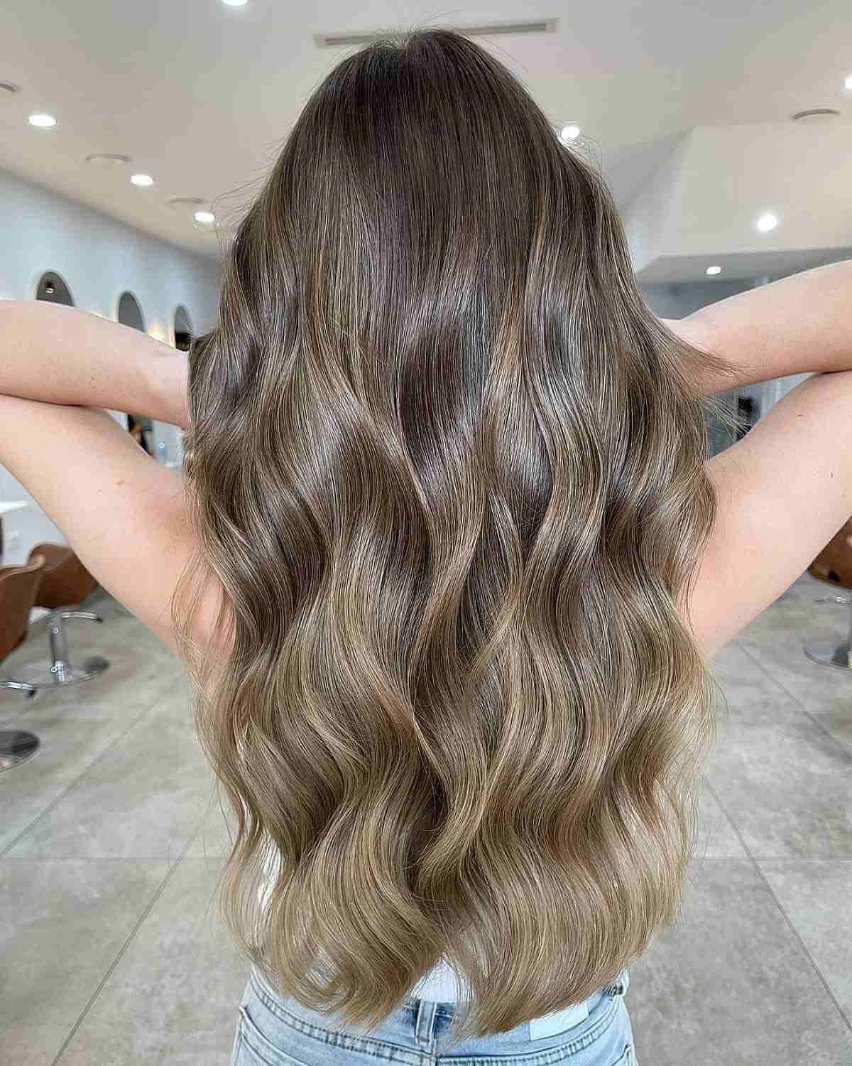 Melted Light Sandy Brown Wavy Hair
