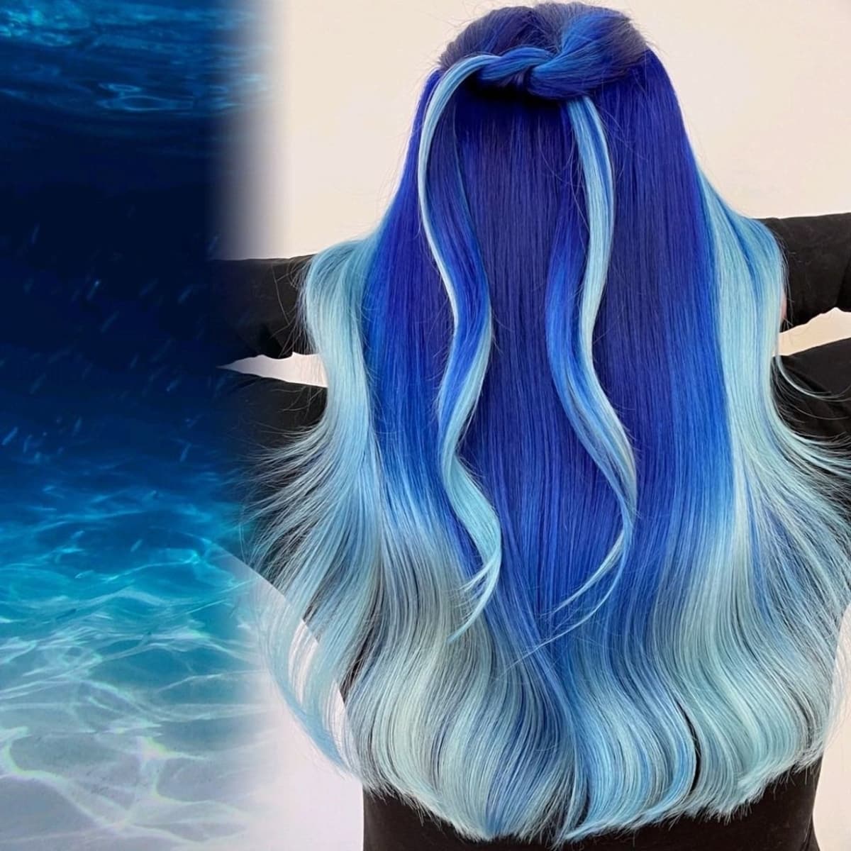 Melted turquoise blue hair