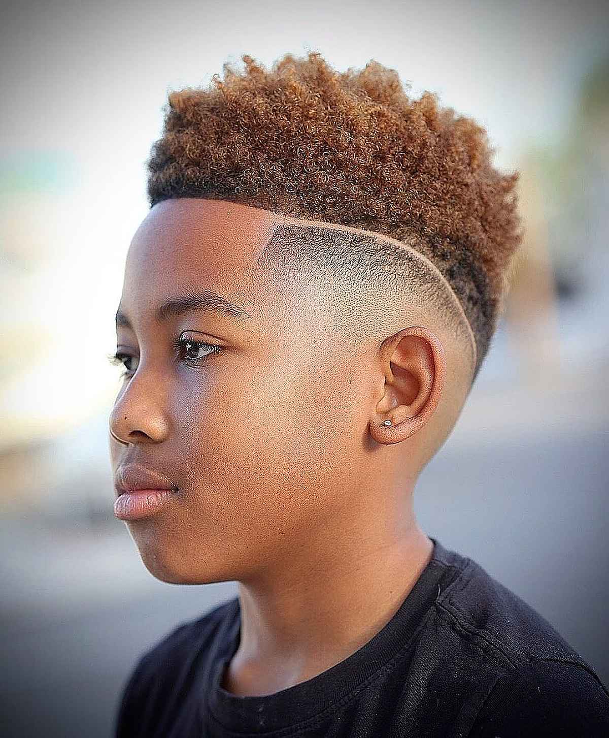 Mens afro undercut with hard part