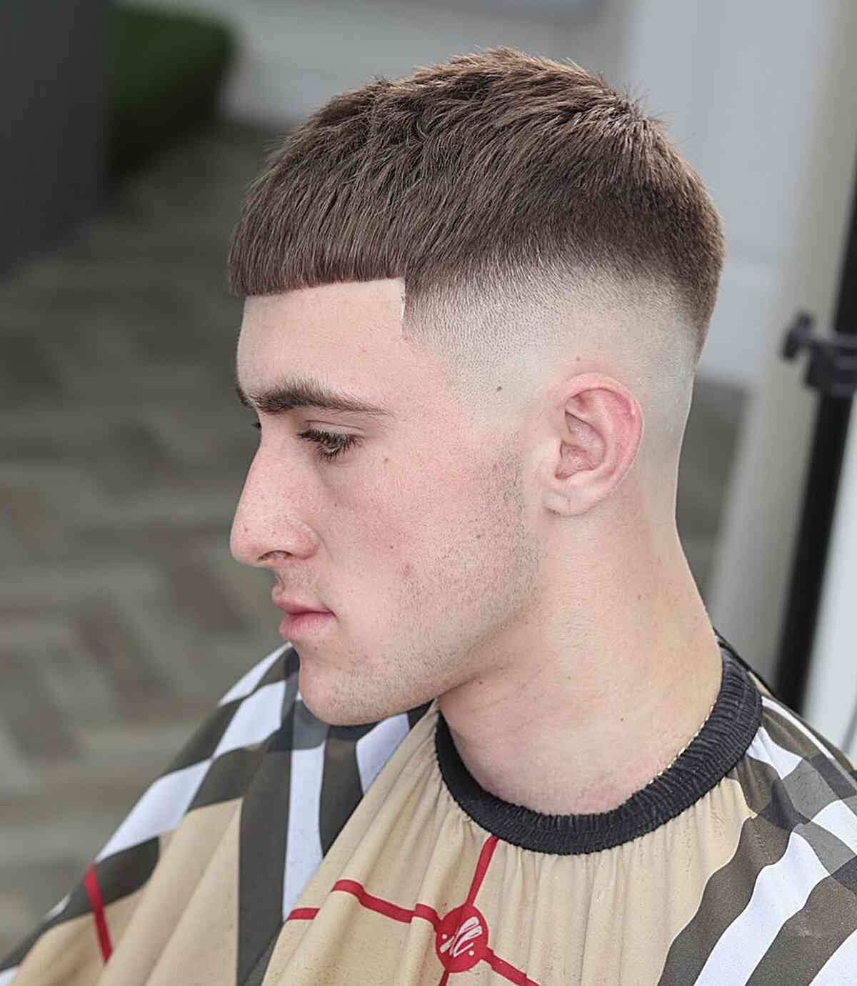 Men's Edgar Cut with Skin High Fade and Blunt Hairline