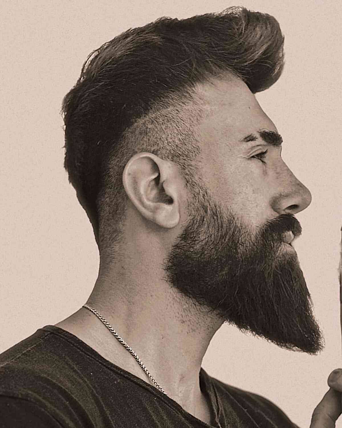 Mens Faux Hawk with a Beard Fade and Surgical Line