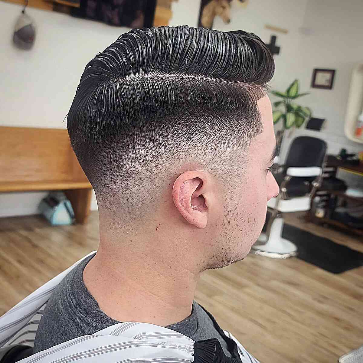 Mens Low Bald Fade and Comb Over Haircut