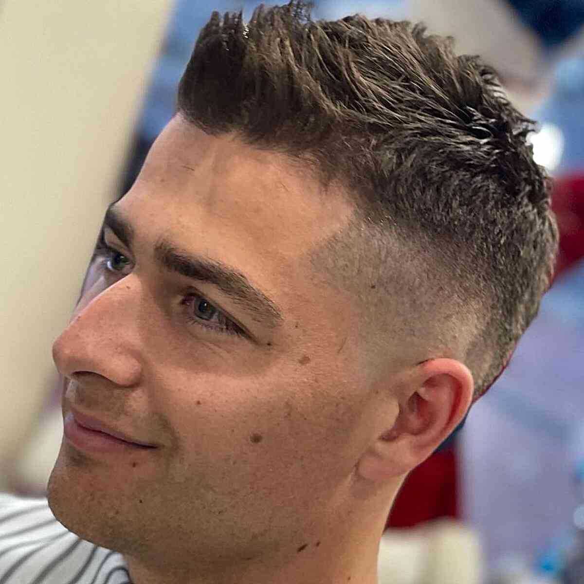 Textured Shadow Taper Pompadour Haircut for Men