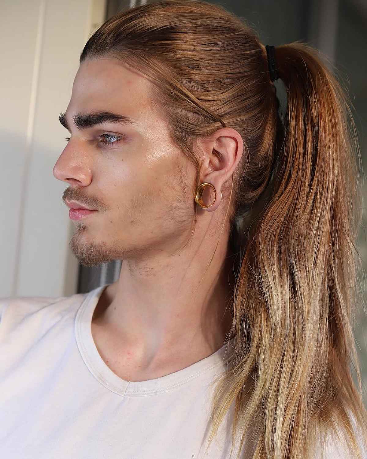Men's ponytail for long hair