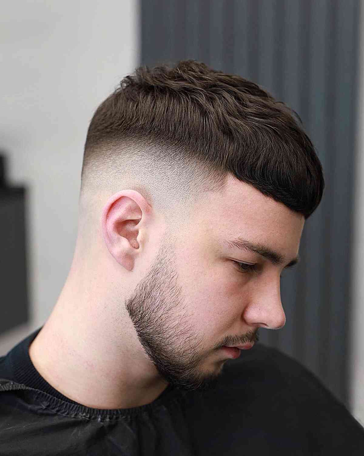 Men's Short Caesar Cut with Shaved Sides