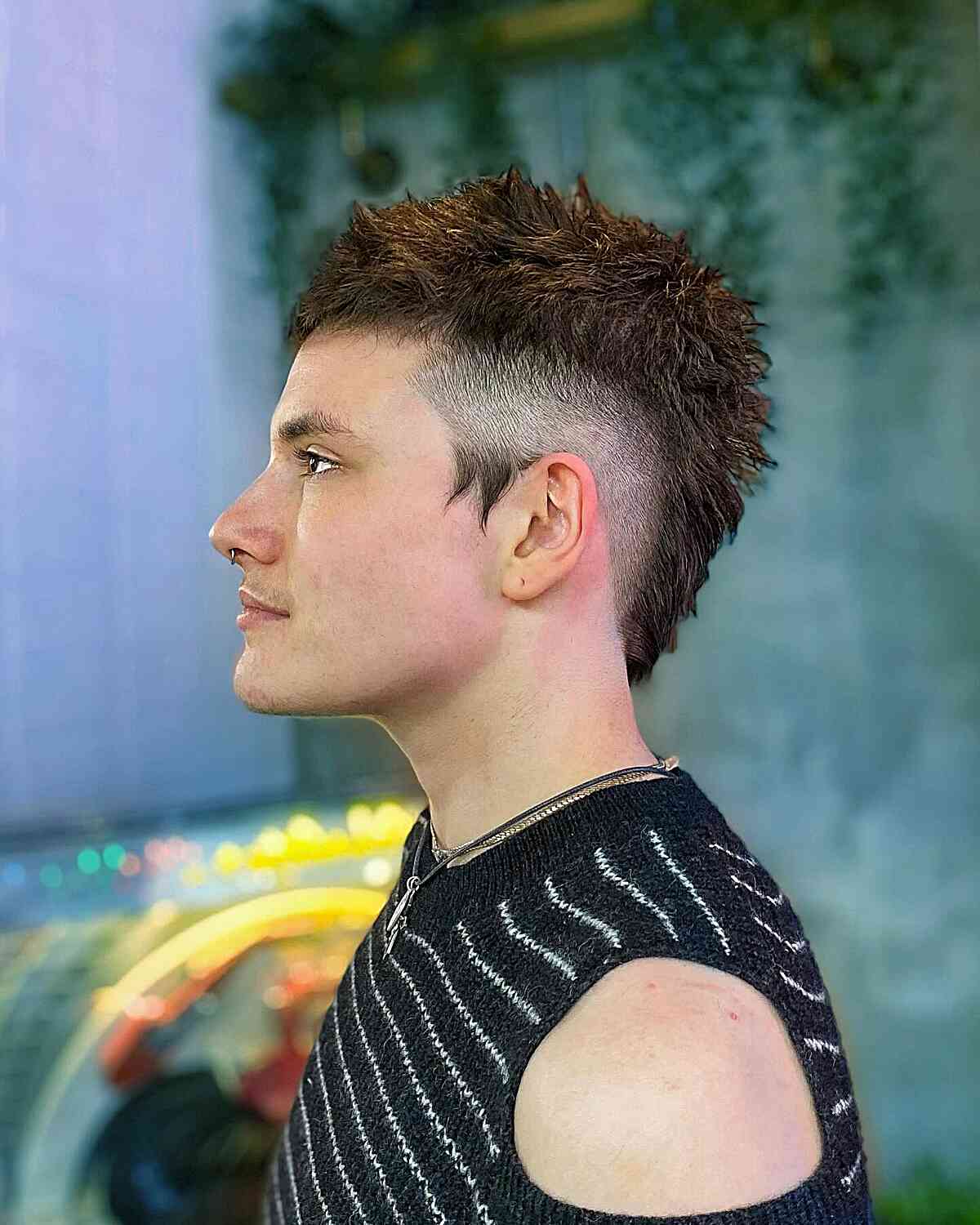 Mens Short Faux Hawk with a Spiky Texture