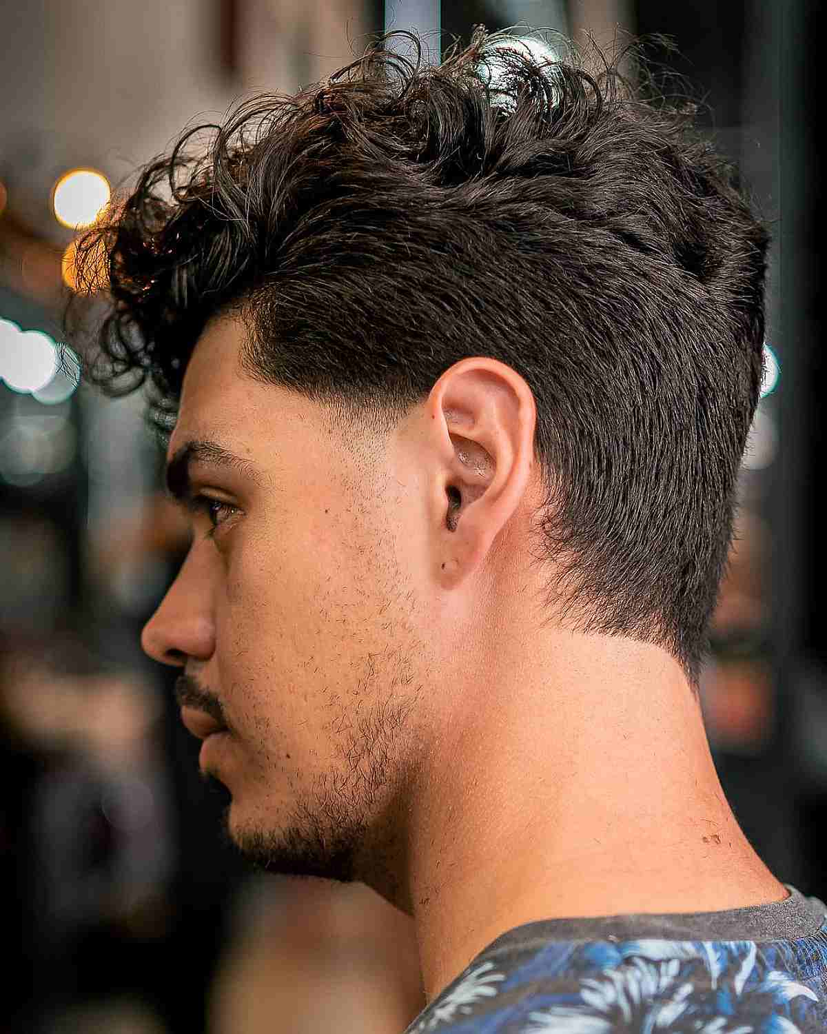 Men's side-swept curls