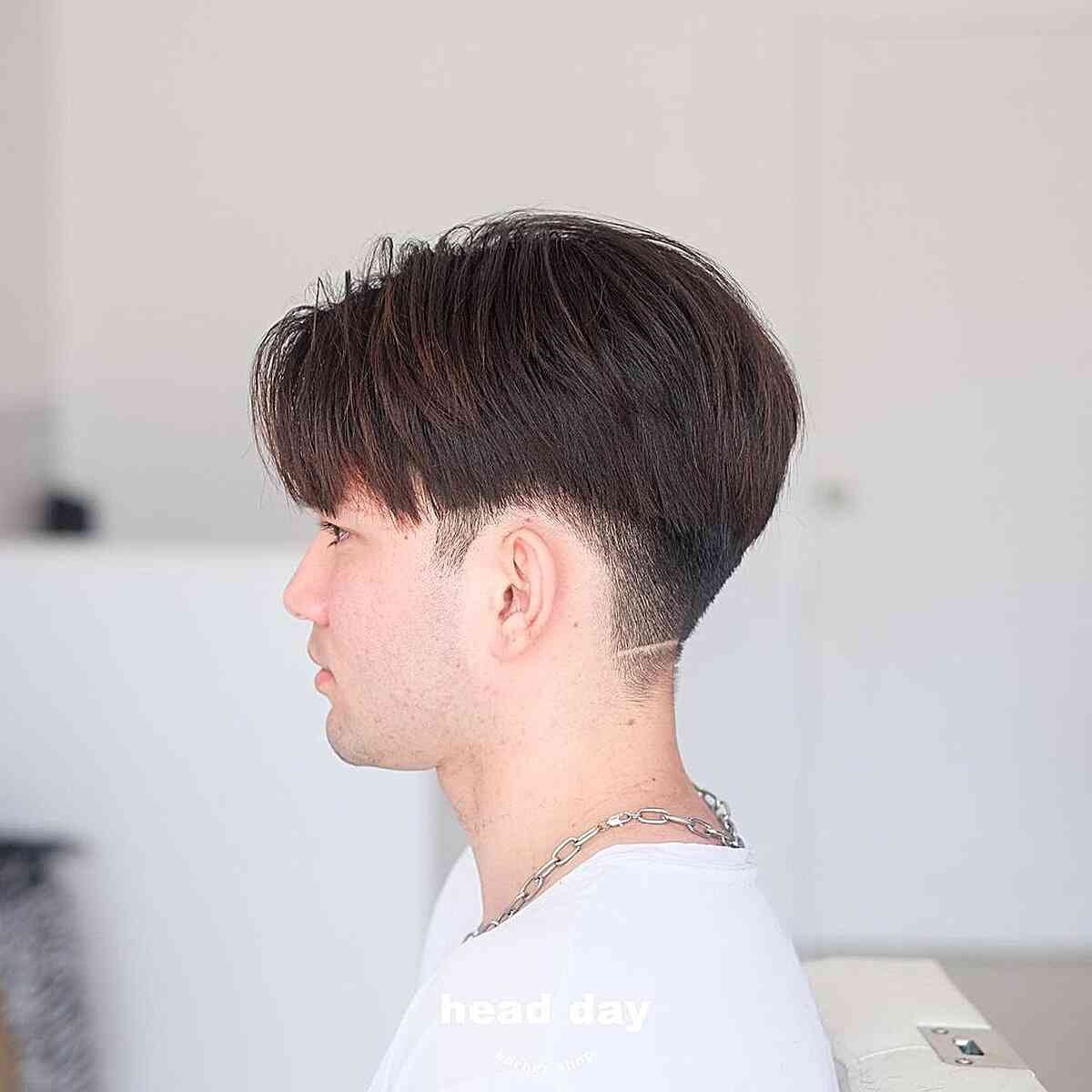 Men's Two Block Straight Hair with Tapered Nape
