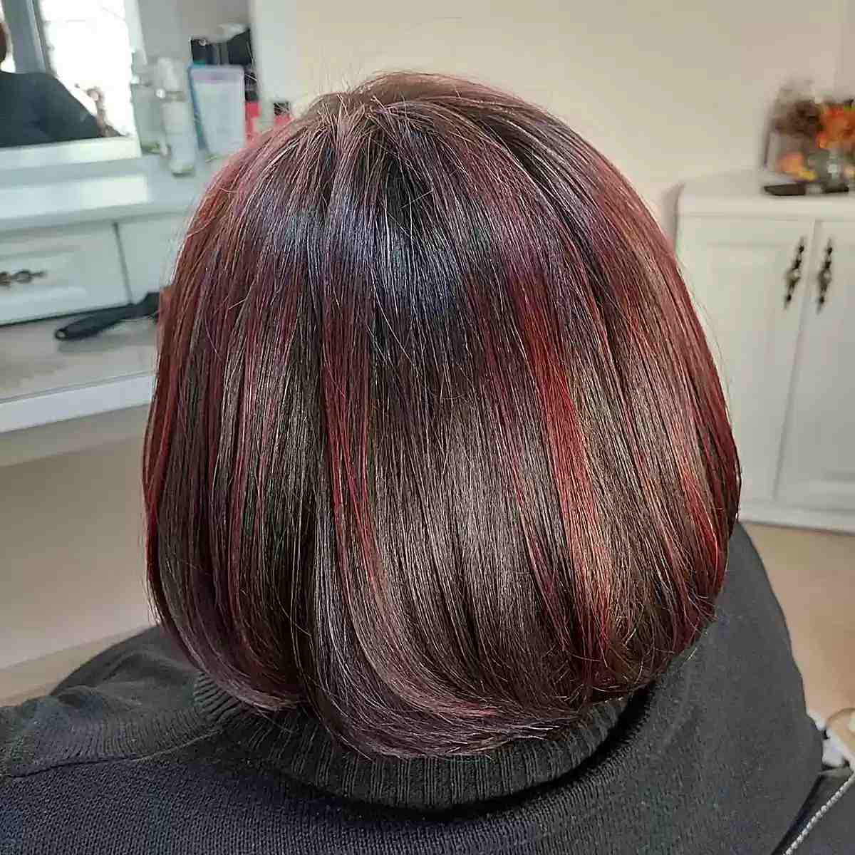 Merlot Red Highlights for Short Dark Brown Hair