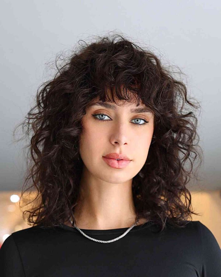 91 Best Ways to Pair Curly Hair with Bangs