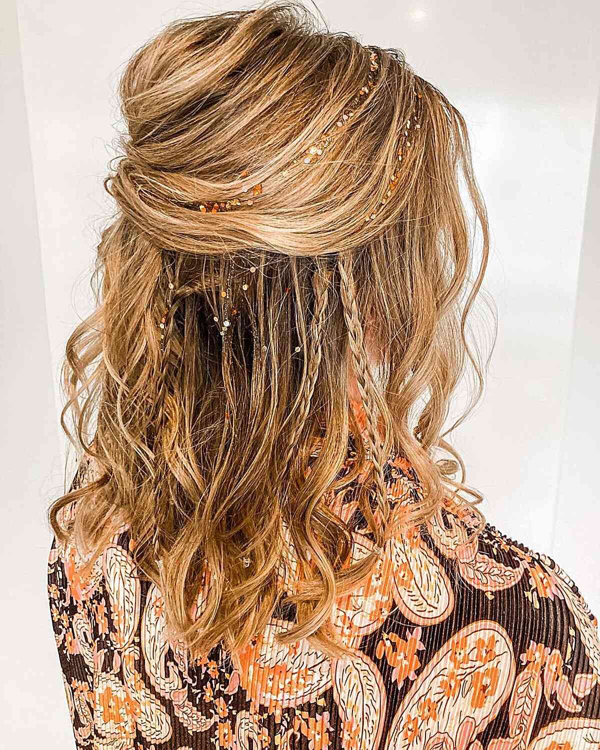 Messy Boho Half Updo for Festivals and Mid-Length Hair