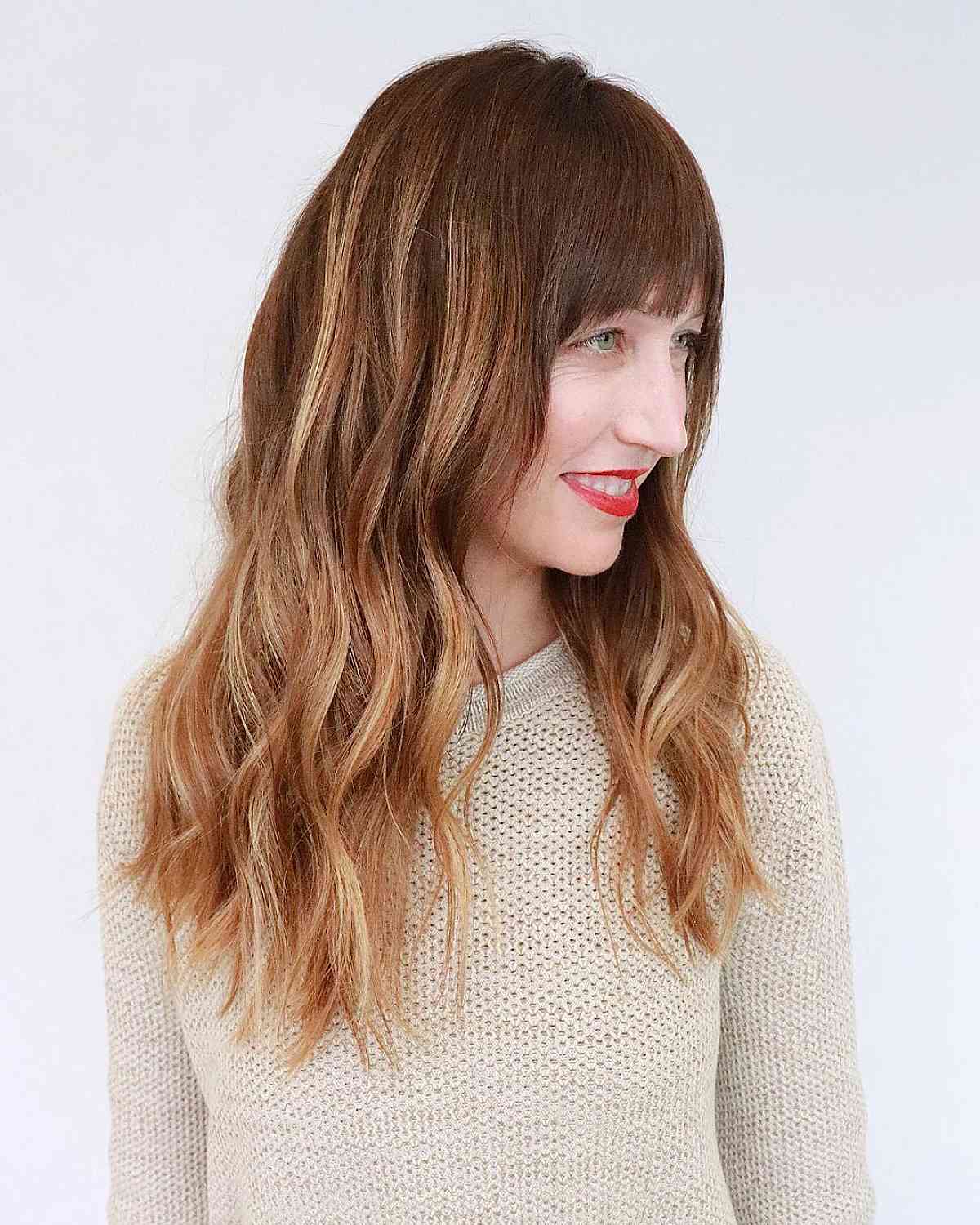 messy boho layers for long hair with bangs