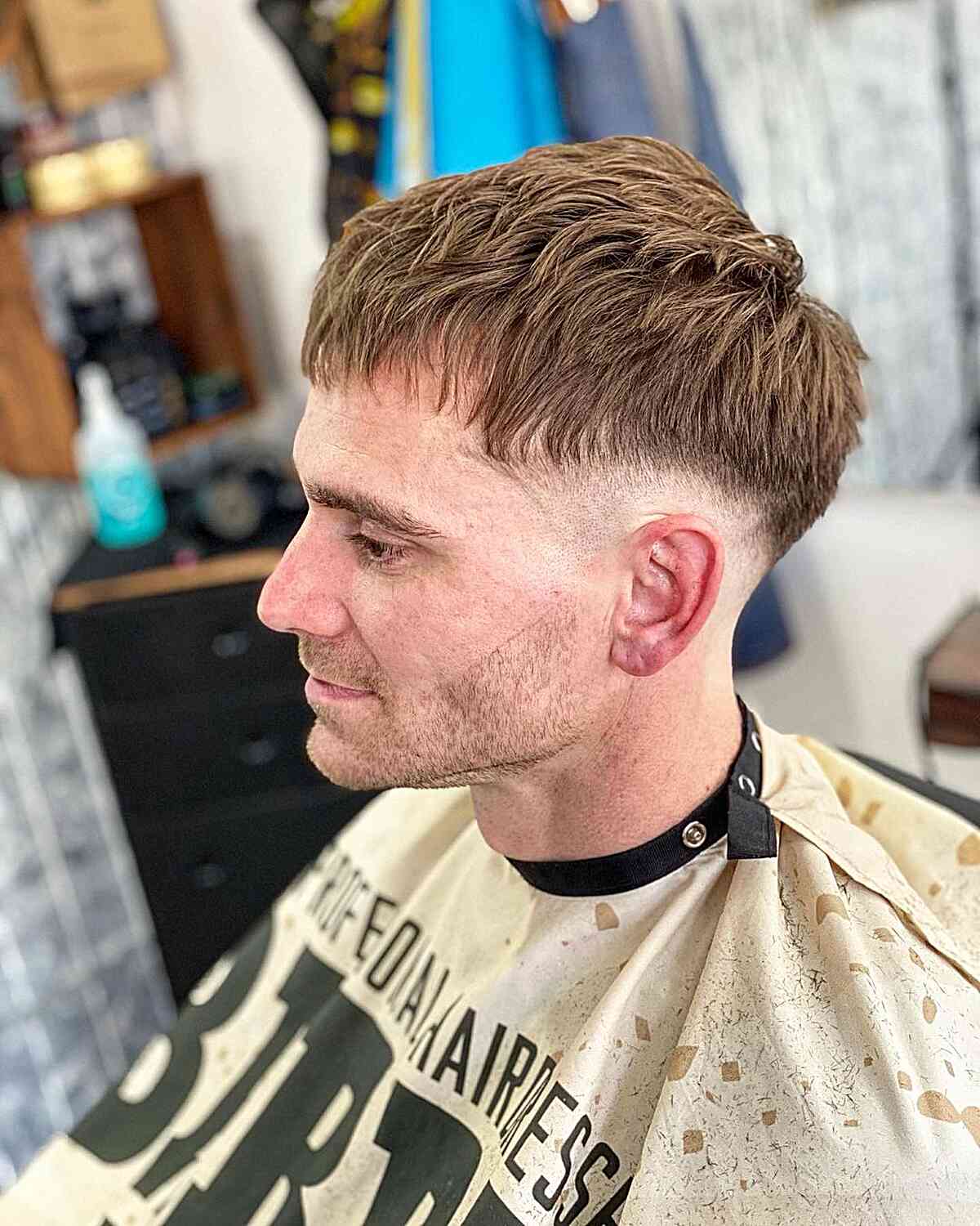 Messy Choppy French Cut with Drop Fade on Gents