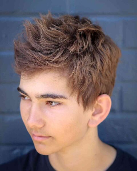 A Messy Cut with Texture for Teen Guys with short thick hair