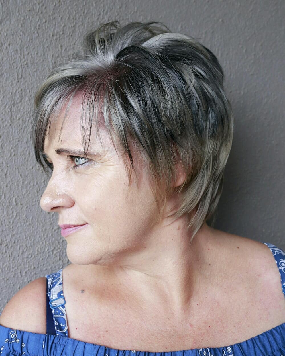 gray pixie cut for women in their 50s