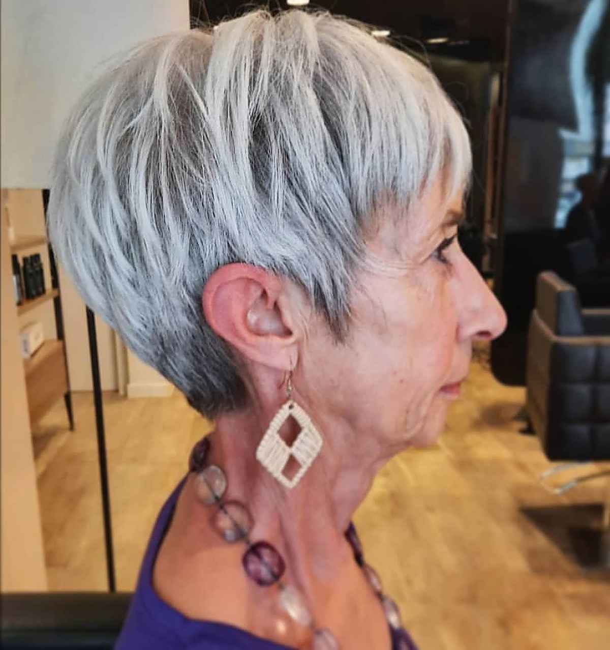 Messy Long Pixie for Ladies Past 70