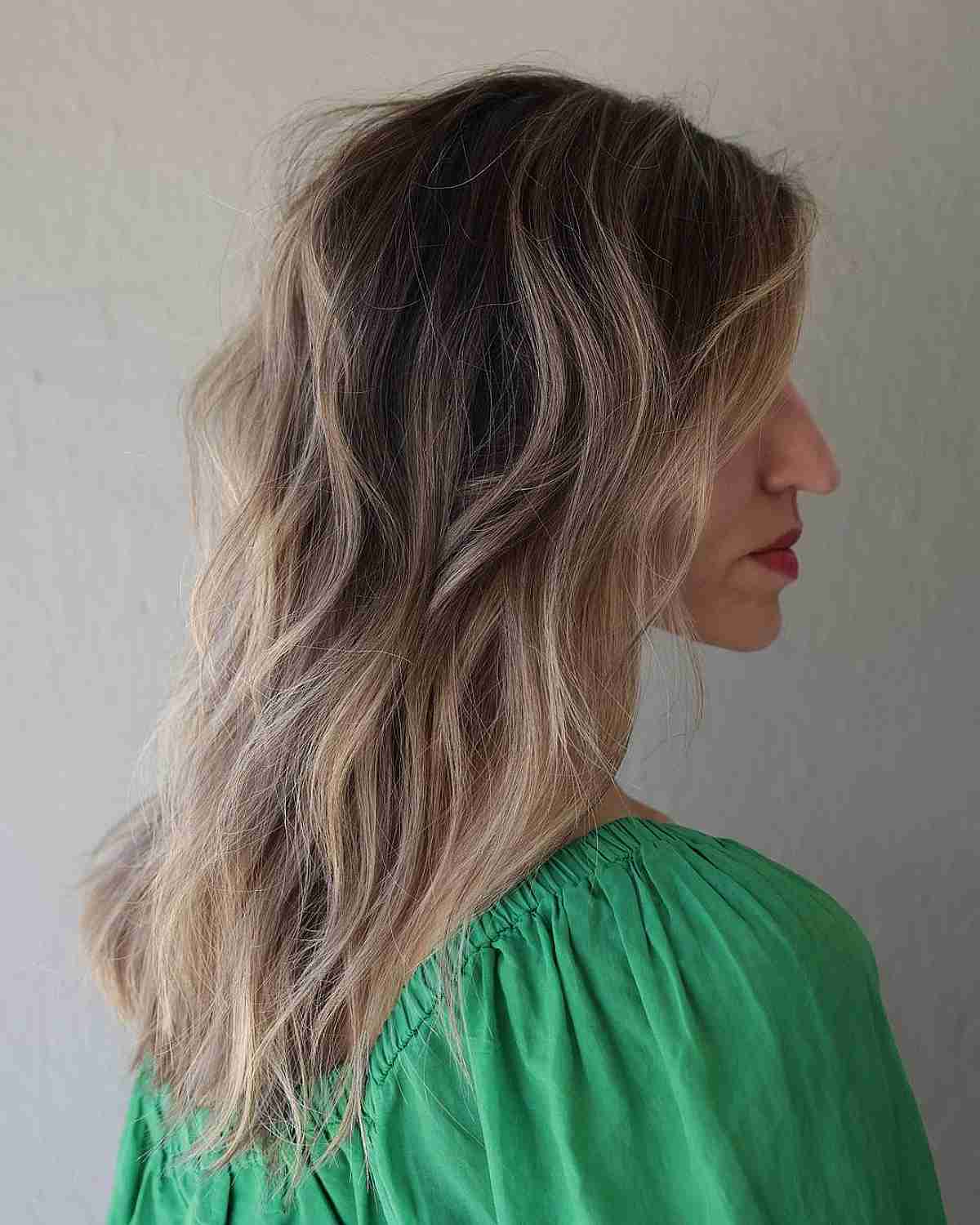 Messy Mid-Length Balayage Hairstyle