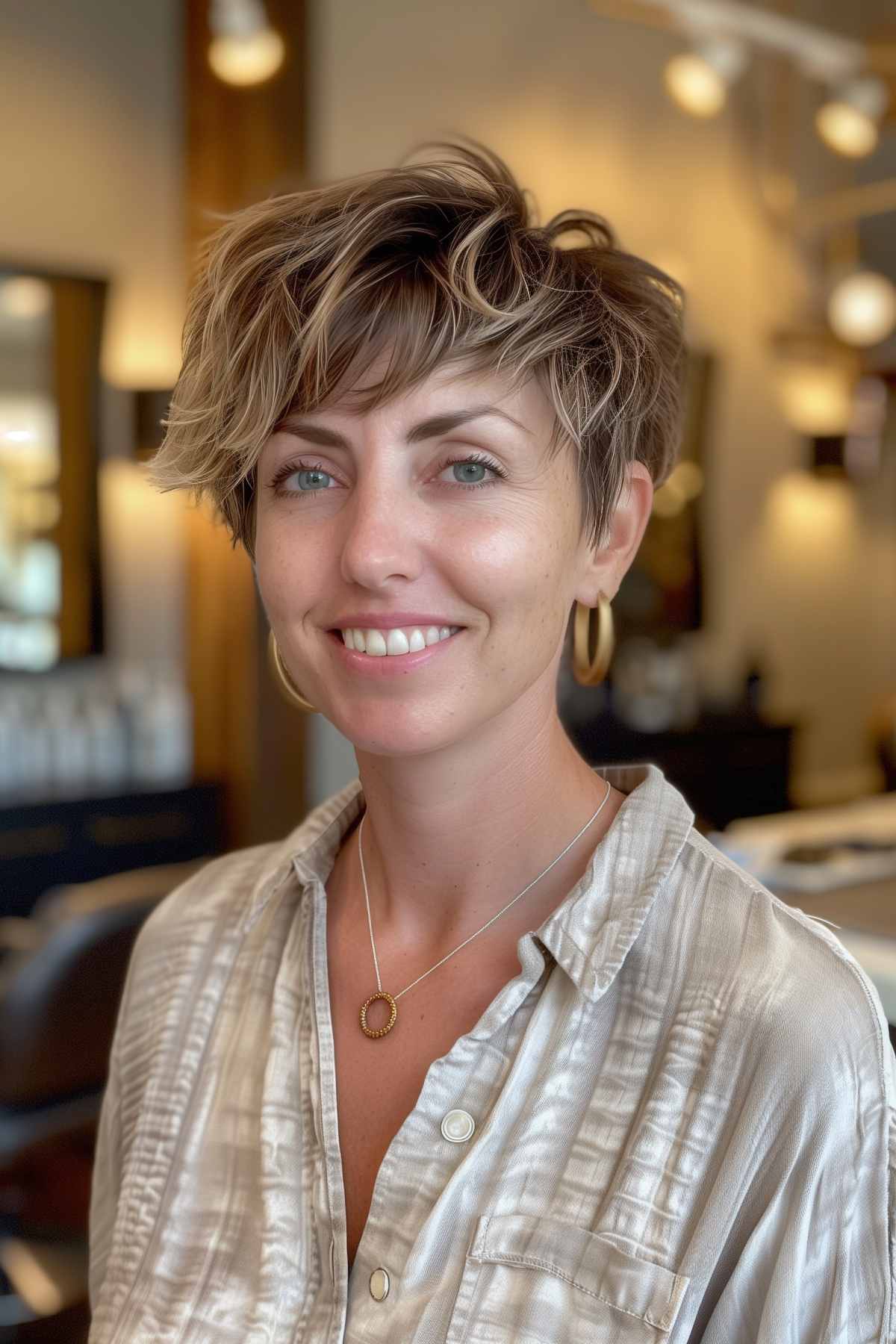 Messy pixie cut with choppy layers for thin hair