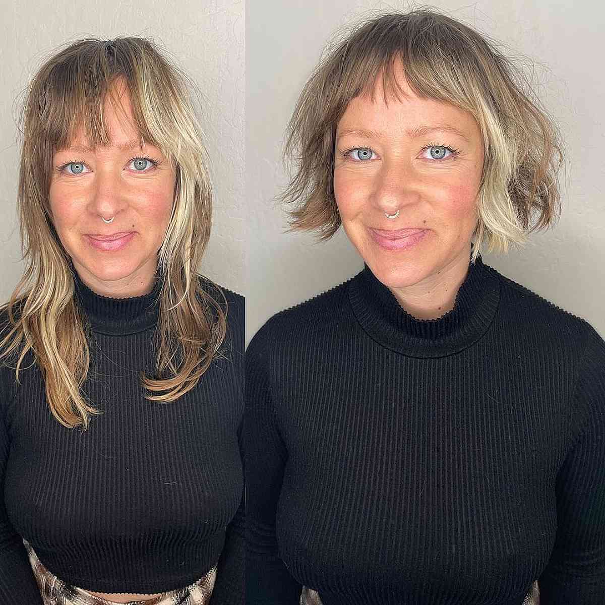 Messy Razored Bob with Short Bangs for Thin Hair