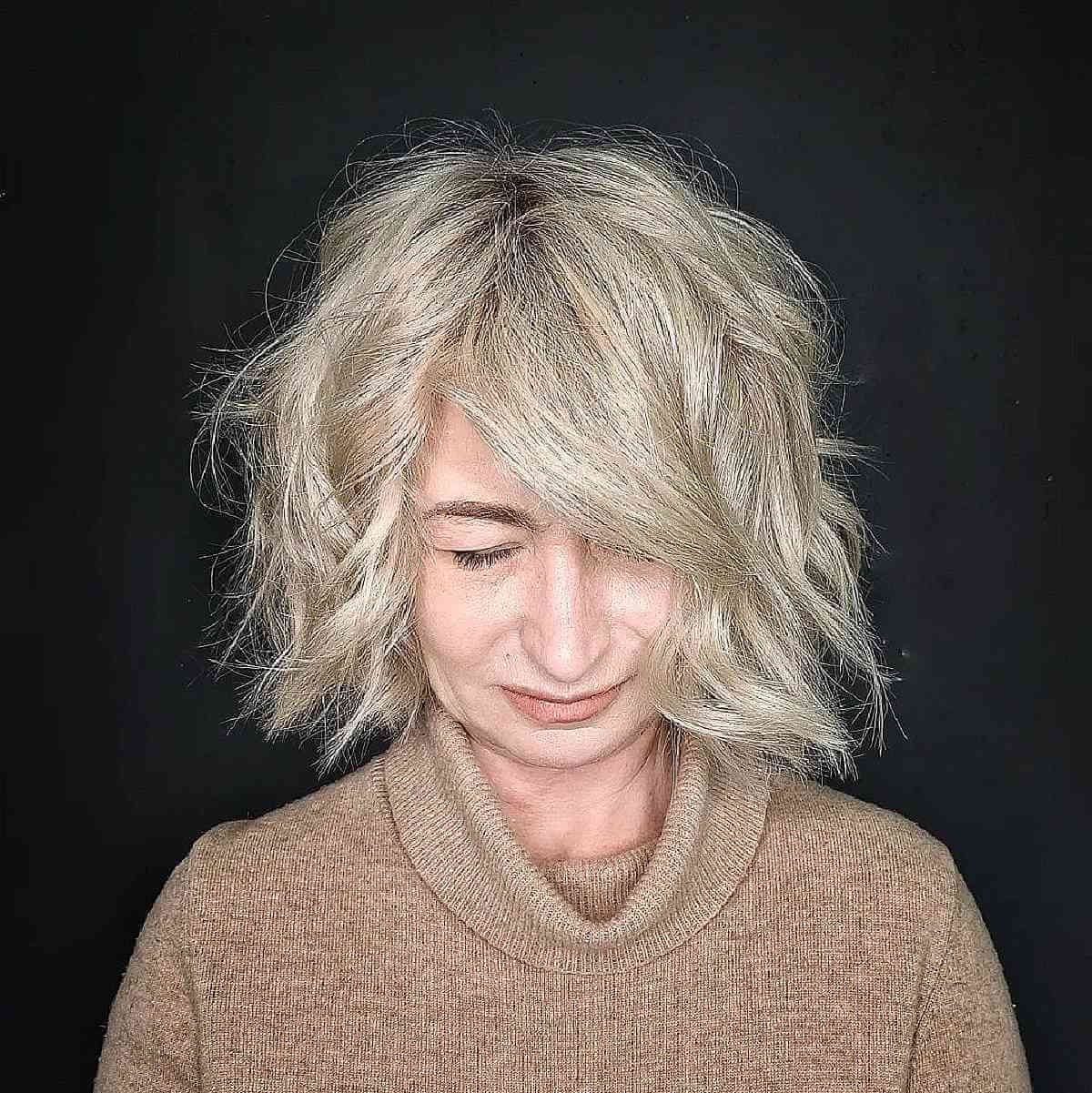 Messy Shaggy Bob for Women Over 50