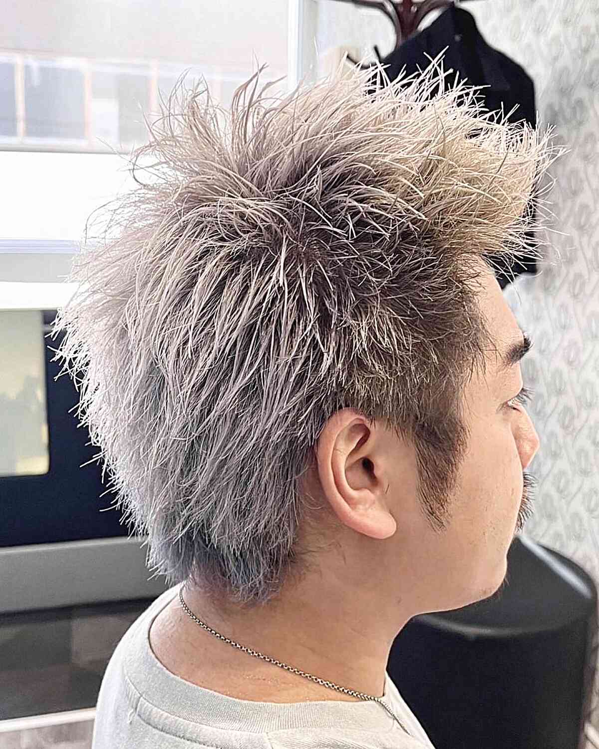 Messy Spiky Frosted Silver Hair for Men