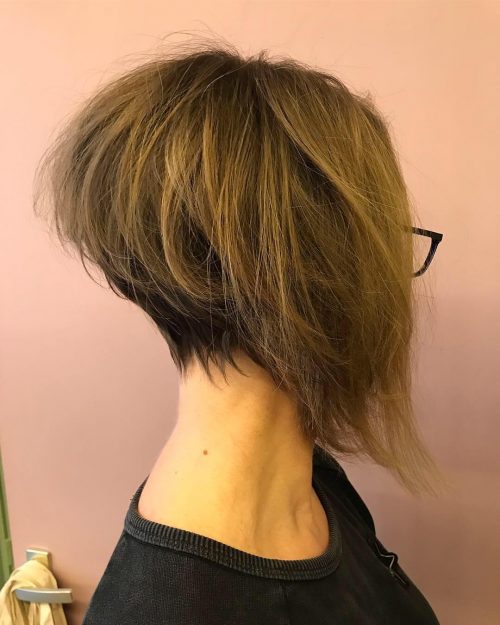 Messy Stacked Bob for Thin Fine, Hair