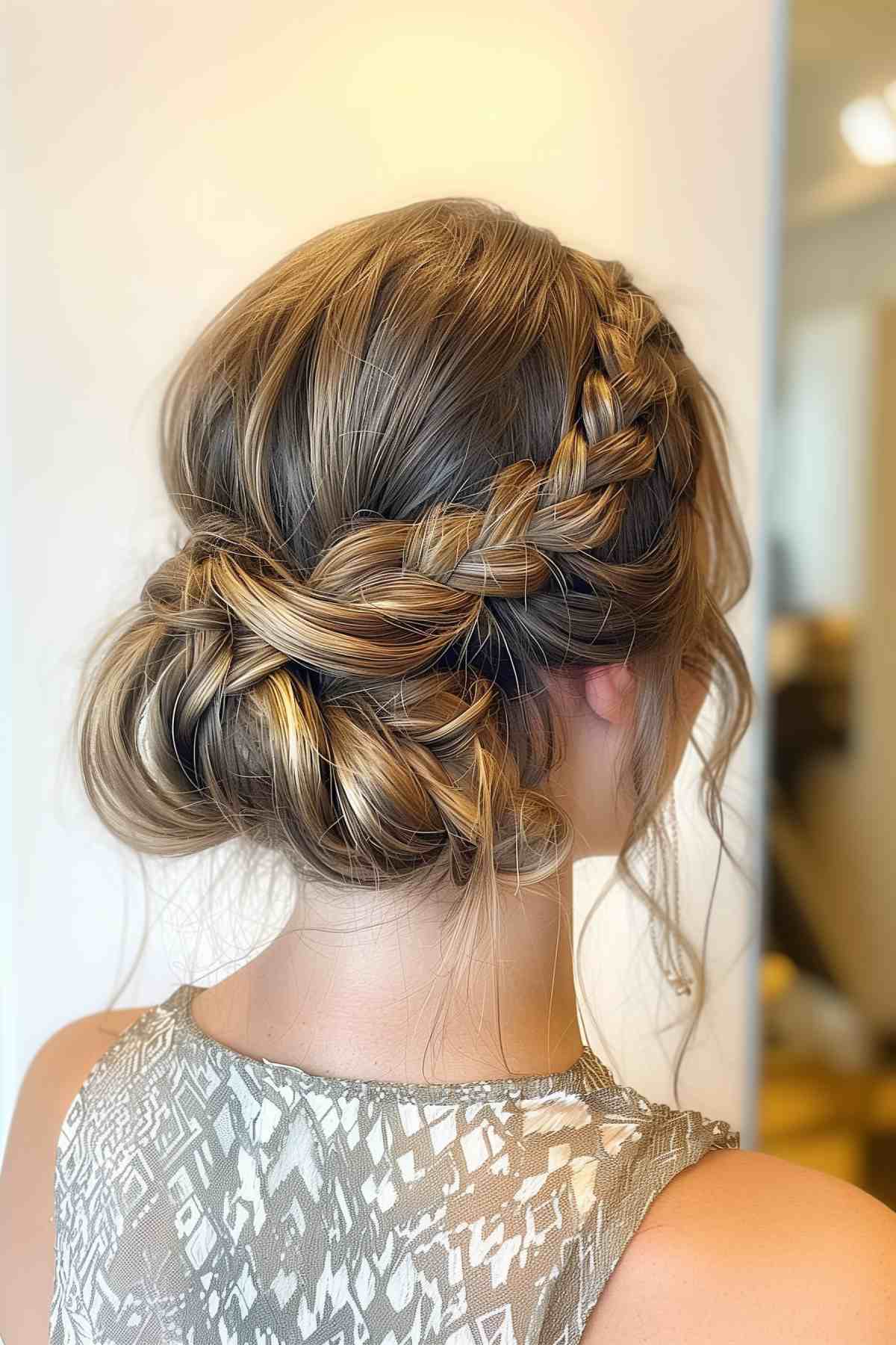 messy updo with braids for women