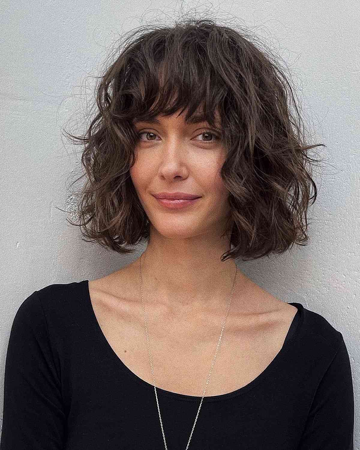 Messy Waves and Bangs for Thick Hair