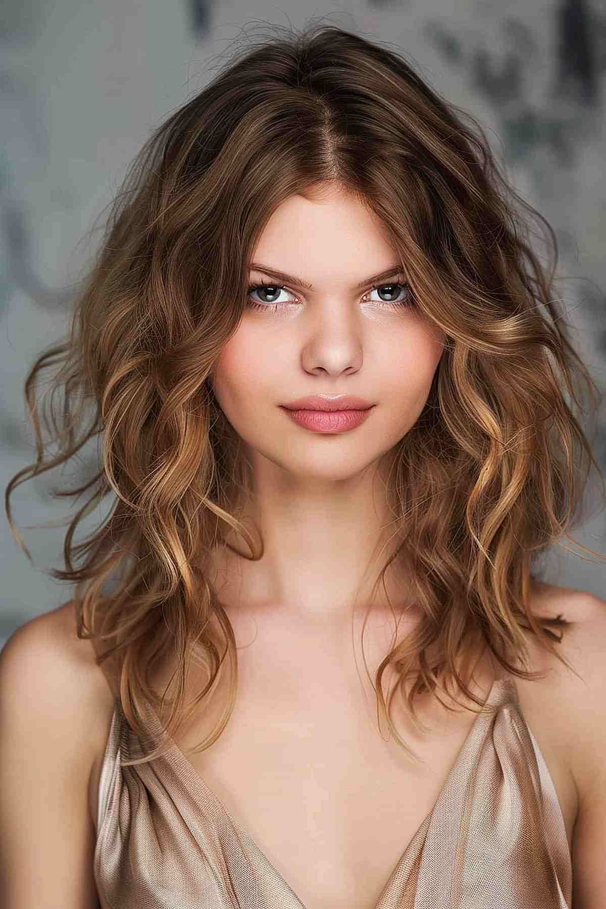 Messy wavy hairstyle for party 