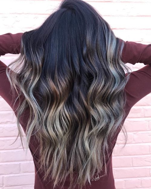 metallic silver ombre hair color
