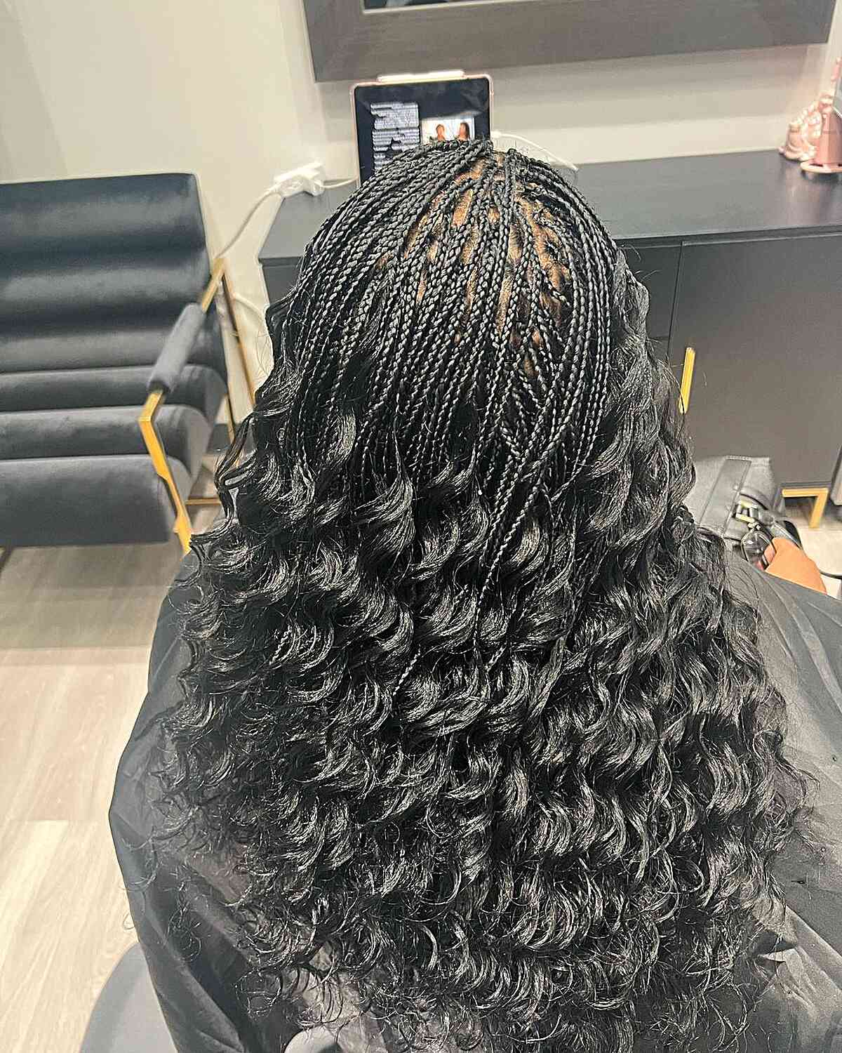 Long Micro Box Braids with Wavy Mid-Lengths