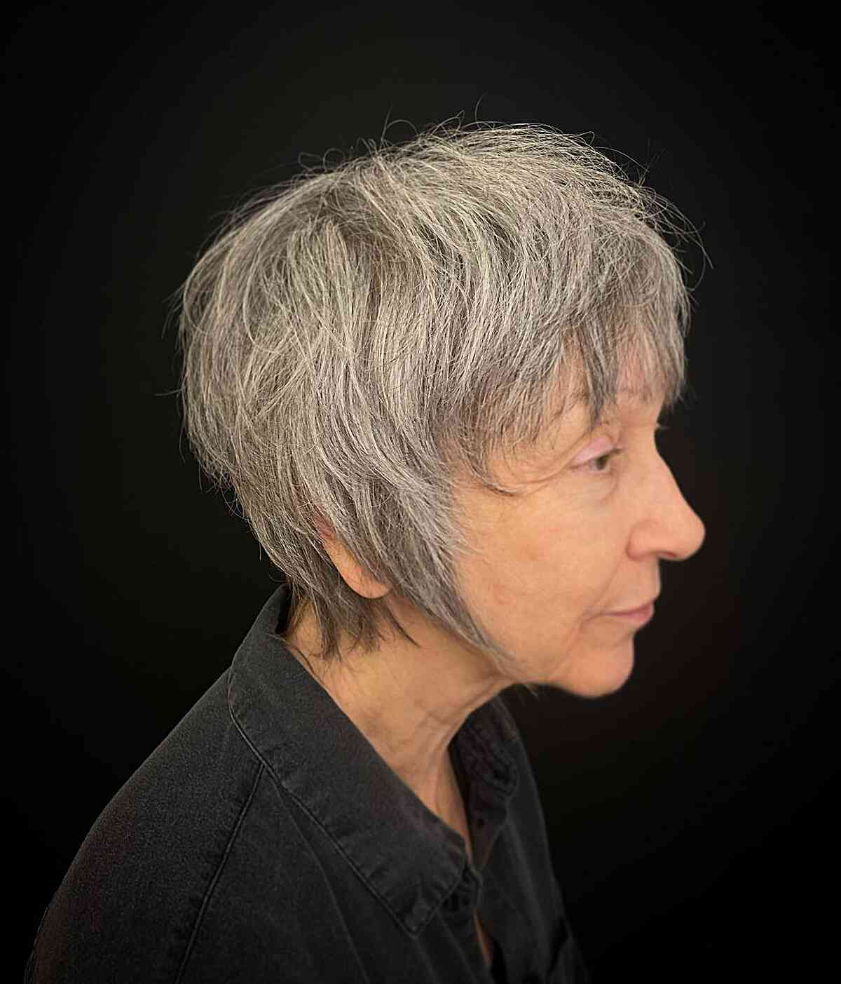 Micro Shag with Fringe for 60s and older with Thin Hair