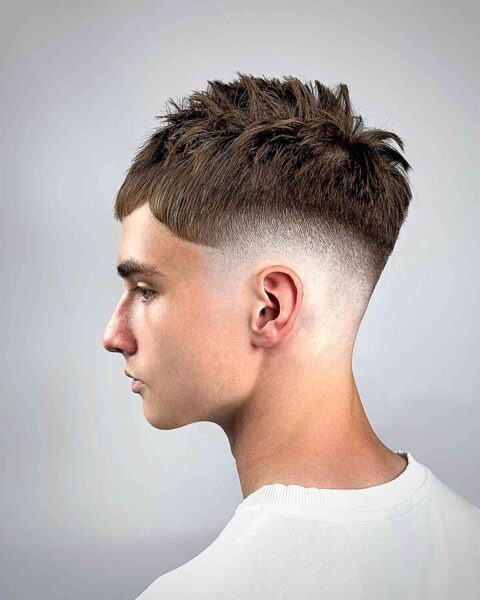 A Mid Fade Crop with Fringe for Teen Boys