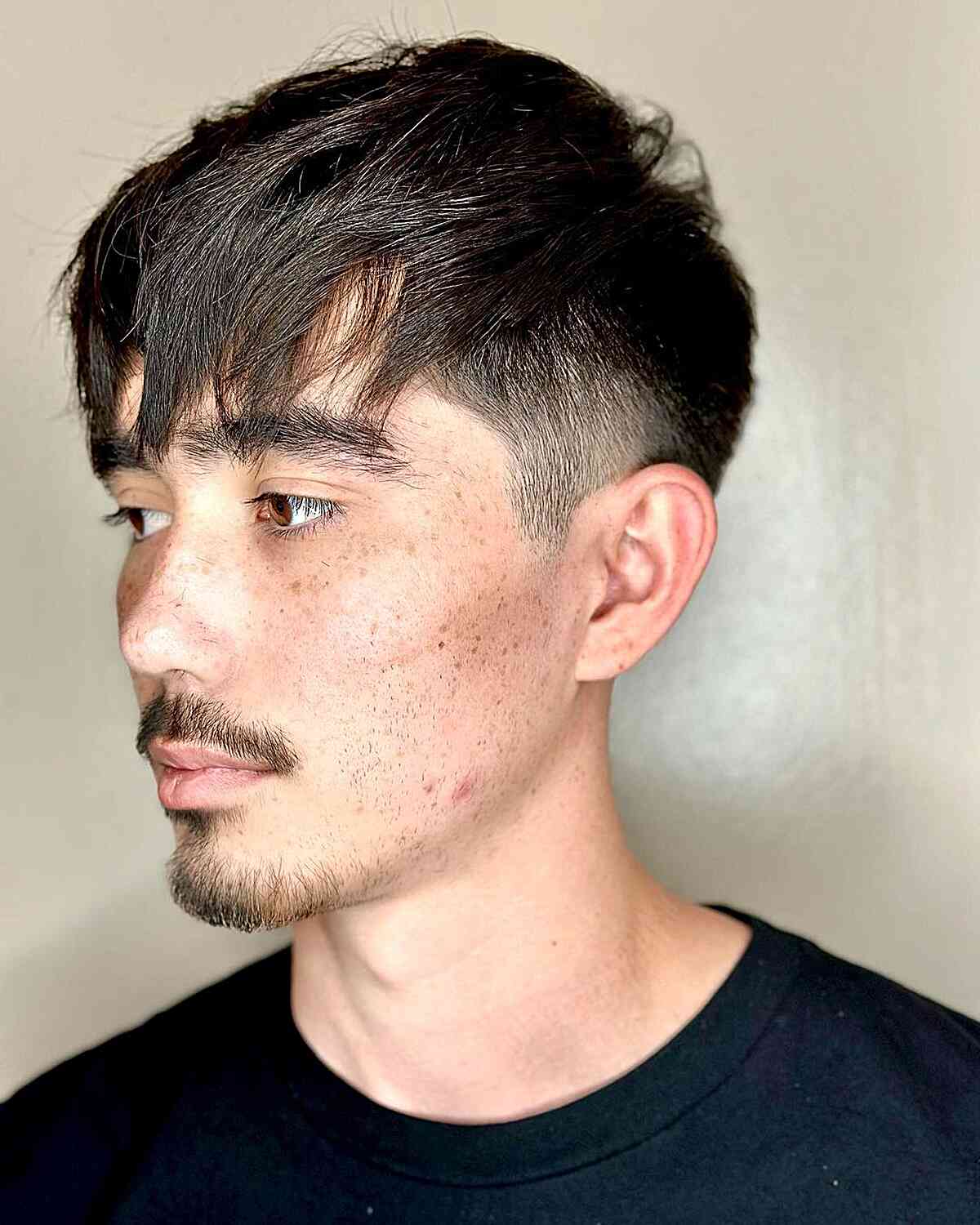 Mid Fade Messy French Cut with Long Fringe for Dudes