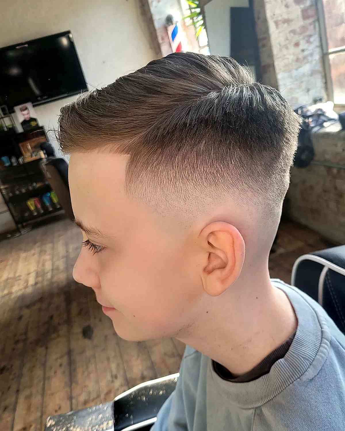 Mid Fade with a Hard Part for Boys