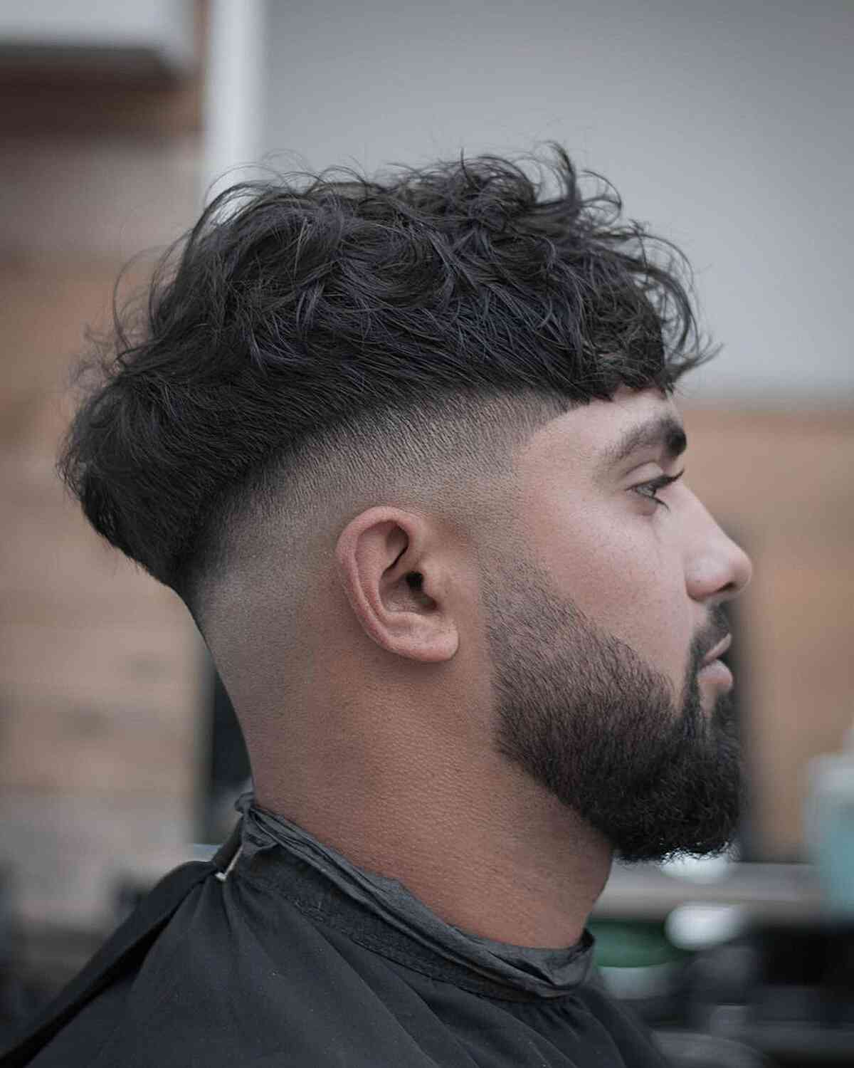 Mid Faded with Textured Fringe for Men with Thick Hair