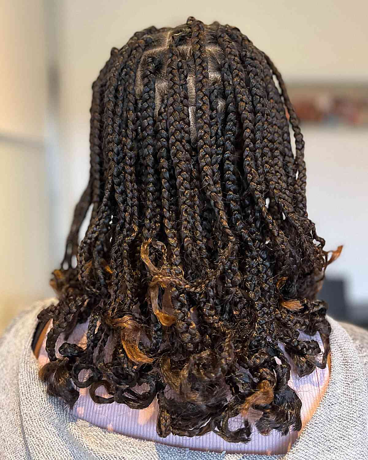 Mid-Length Box Braids with Ombre