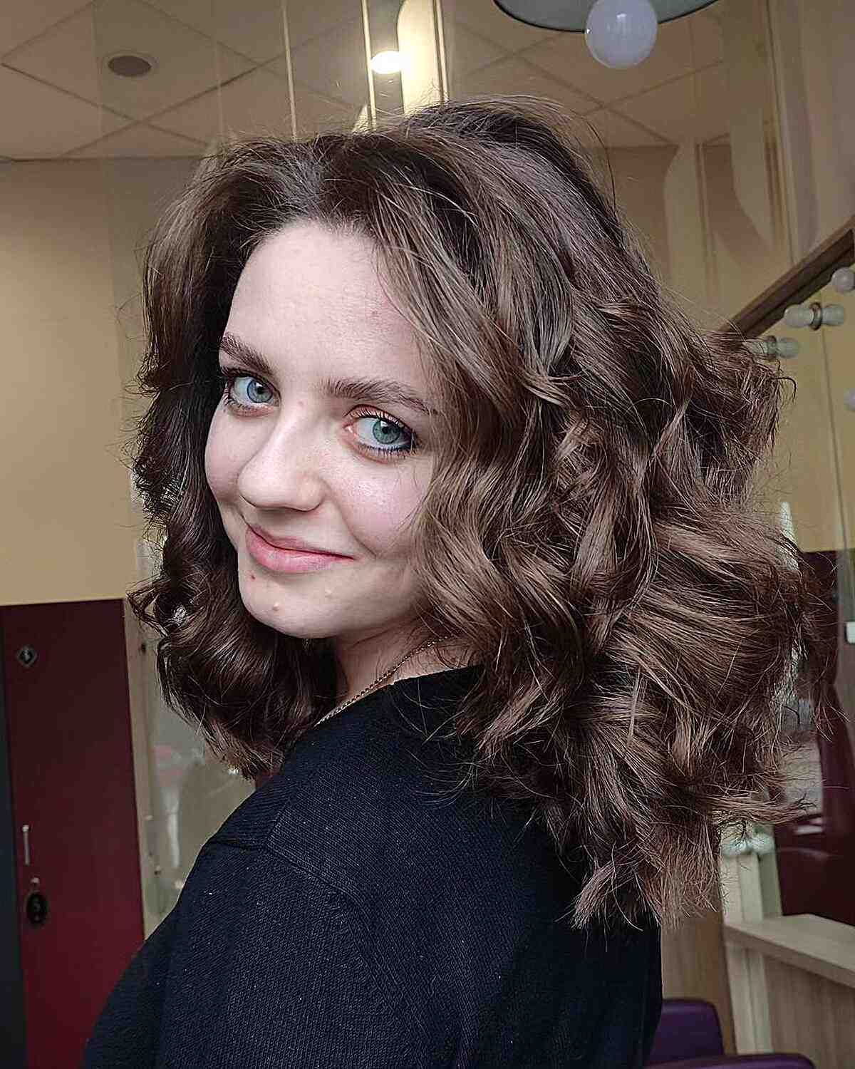 Mid-Length Brown Layers and Curls