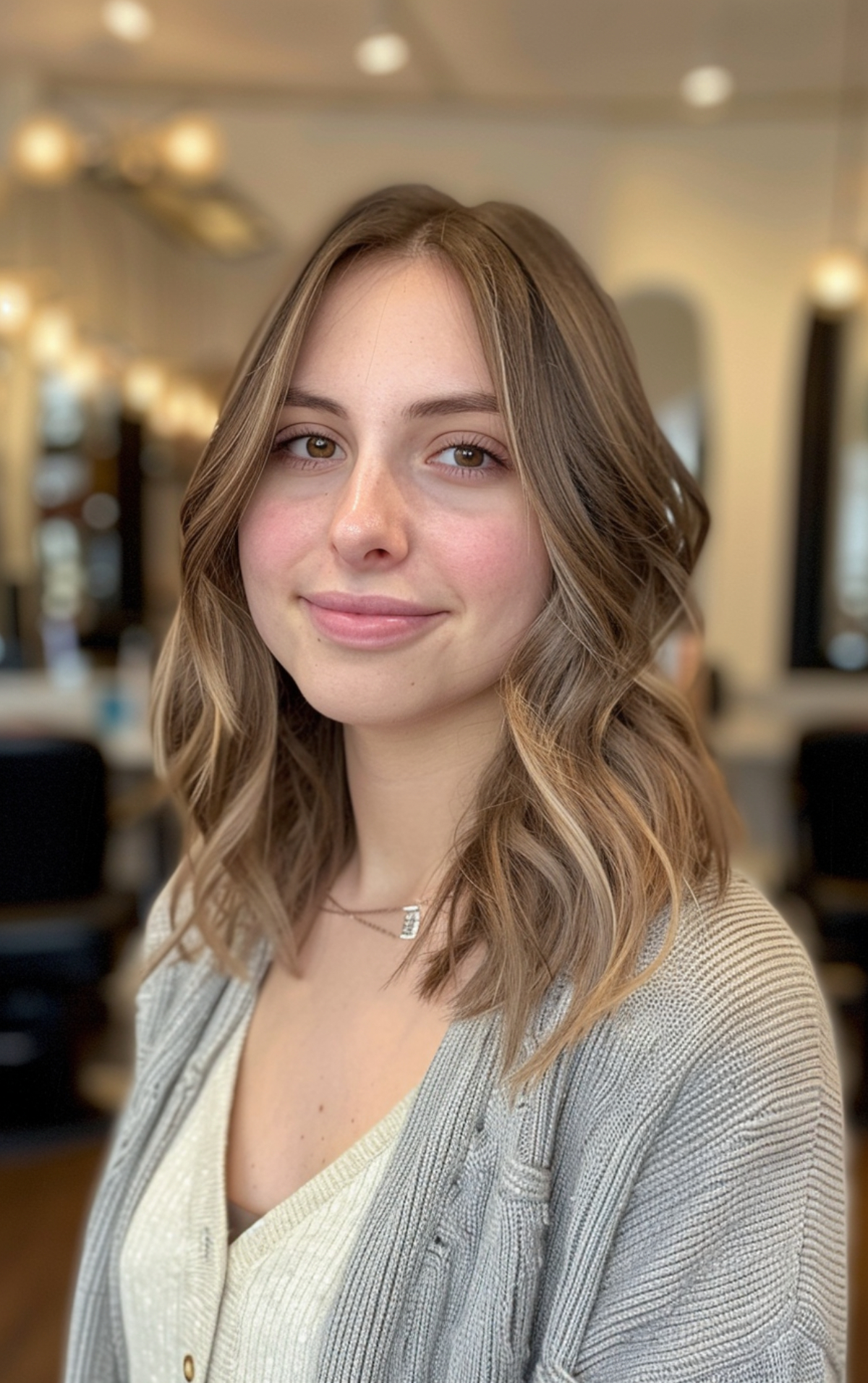 Mid-length haircut with face-framing layers for thin hair