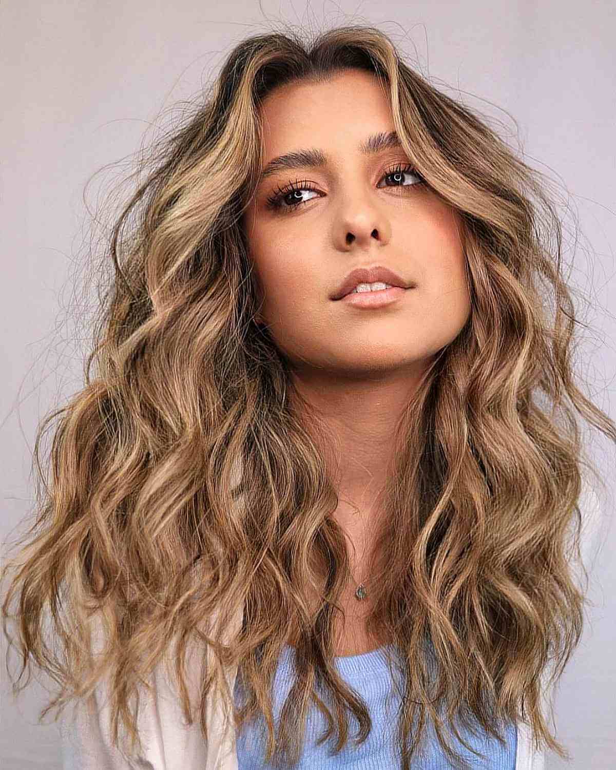 Mid-Length Hair with Blonde Balayage for Square Faces