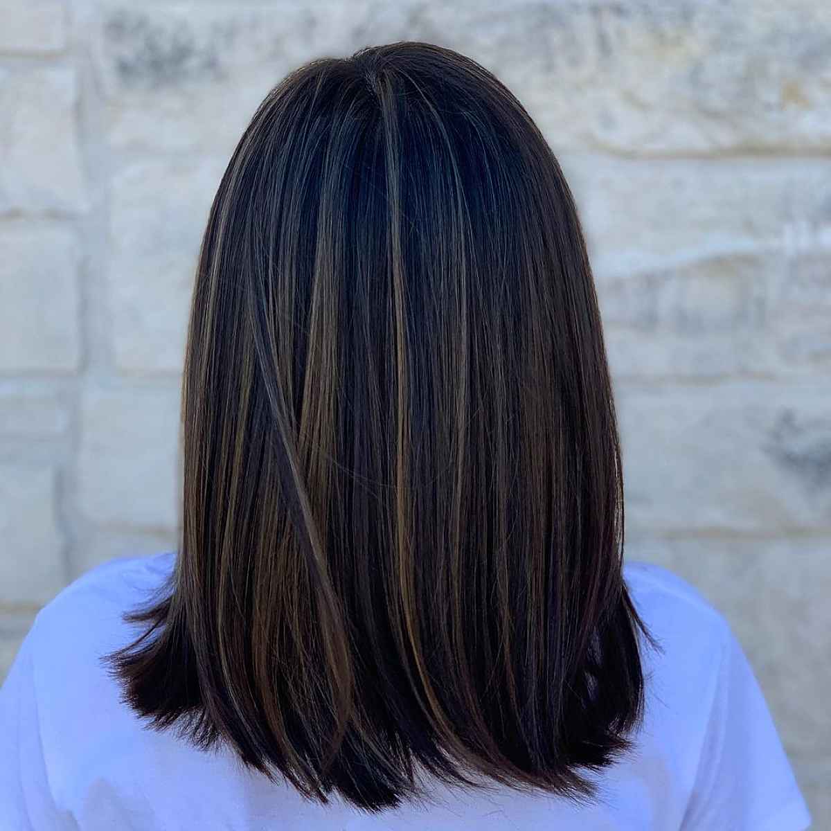 Mid-Length Hair with Cute Partial Blonde Highlights
