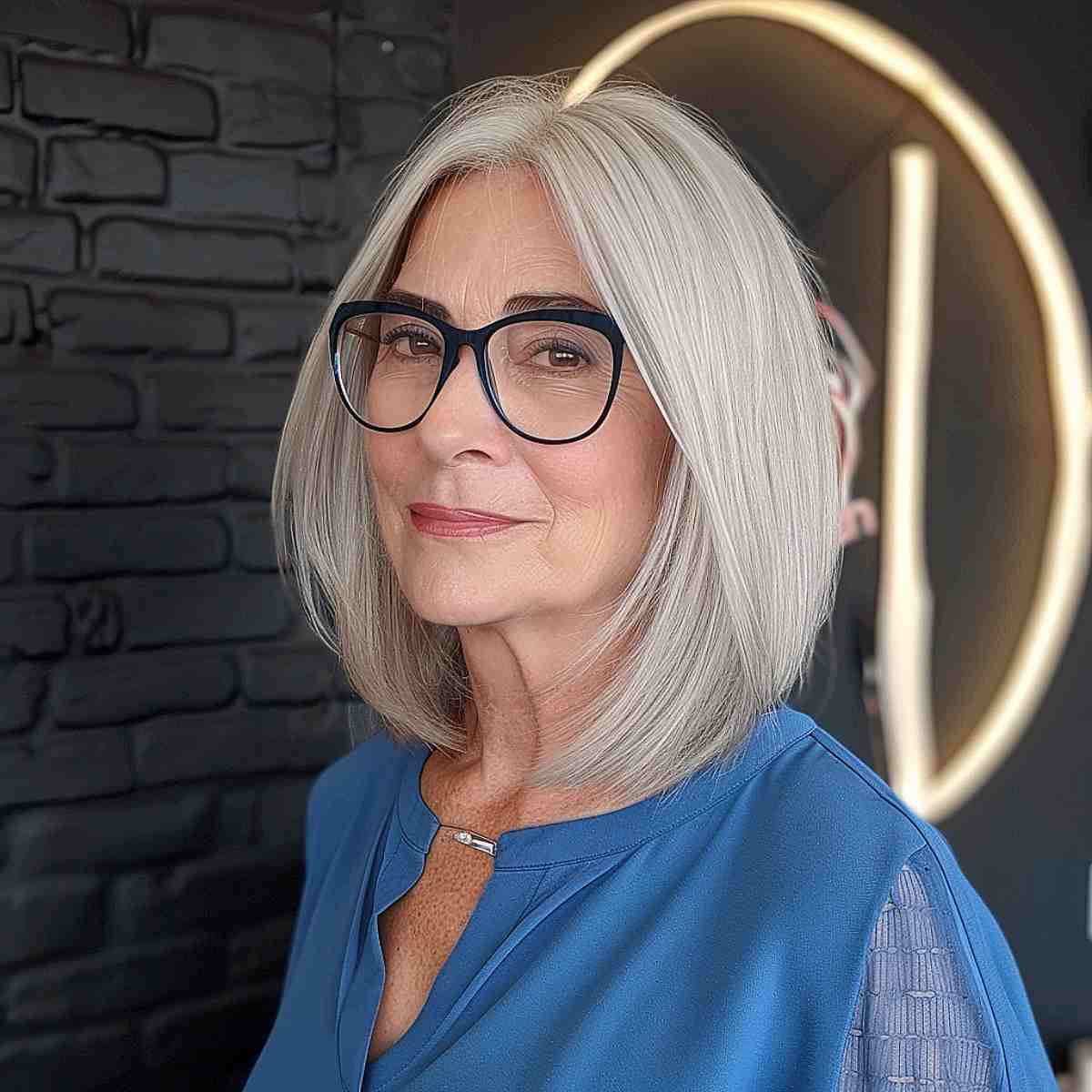 Mid-Length Long Bob for Ladies over 60