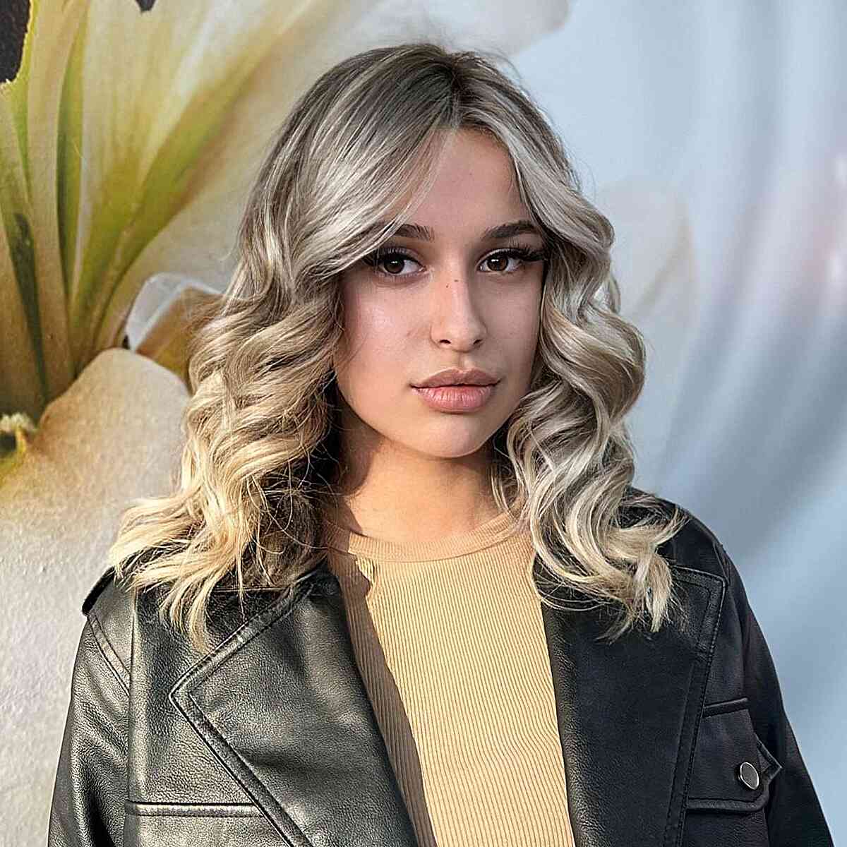 Mid-Length Middle-Parted Curled Waves for women in their 20s